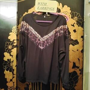 2X Victory Sequins Top & Earrings